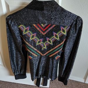 Mylar unique 80s jacket w/colorful embroidery